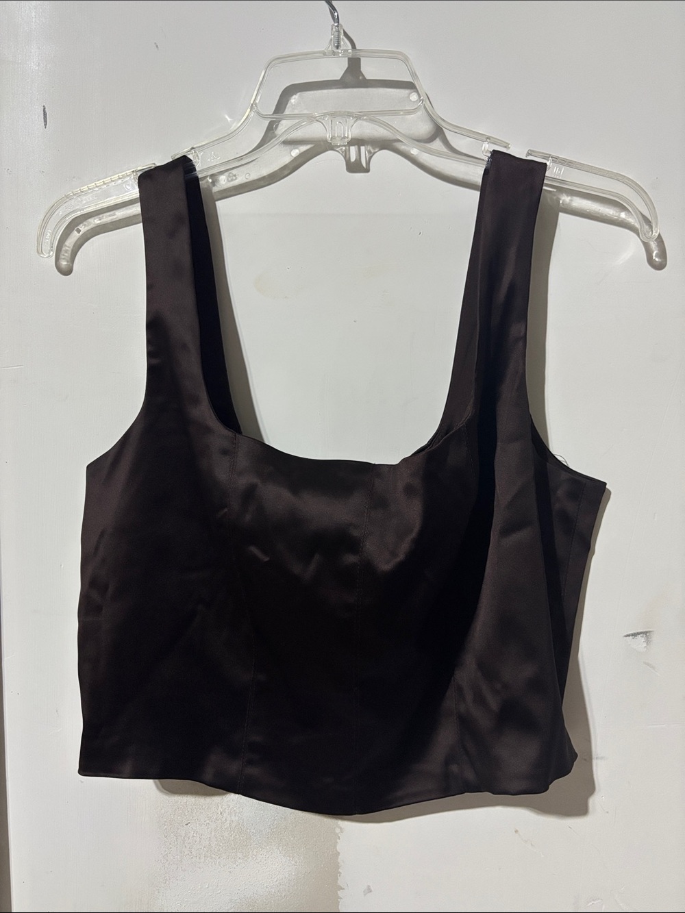 House of Harlow 1960 Chocolate Brown Satin Corset Crop Top NWT Size 8